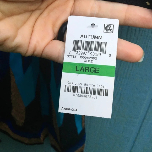 NWT INC Concepts Women's Size Large Blue Gold Long Sleeve Wrap Sweater Dress - Picture 5 of 7